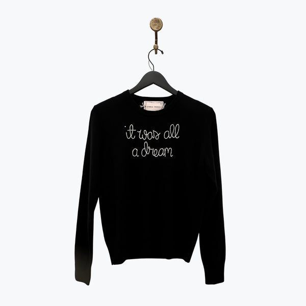 It Was All A Dream Hand-Stitched Cashmere Crewneck  Lingua Franca   