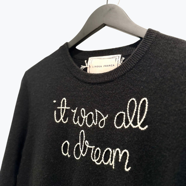 It Was All A Dream Hand-Stitched Cashmere Crewneck  Lingua Franca   