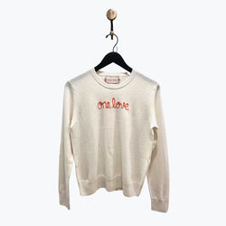 One Love Hand-Stitched Cashmere Crewneck  Lingua Franca   
