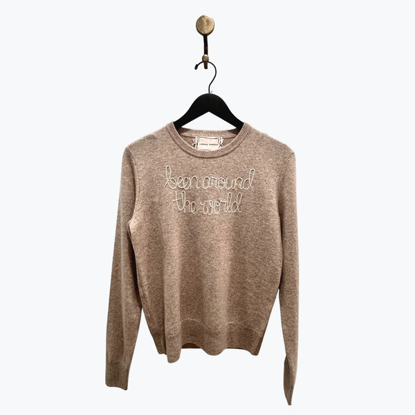 Been Around The World Hand-Stitched Cashmere Crewneck  Lingua Franca   
