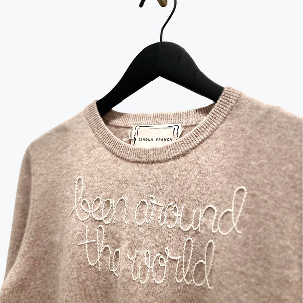 Been Around The World Hand-Stitched Cashmere Crewneck  Lingua Franca   
