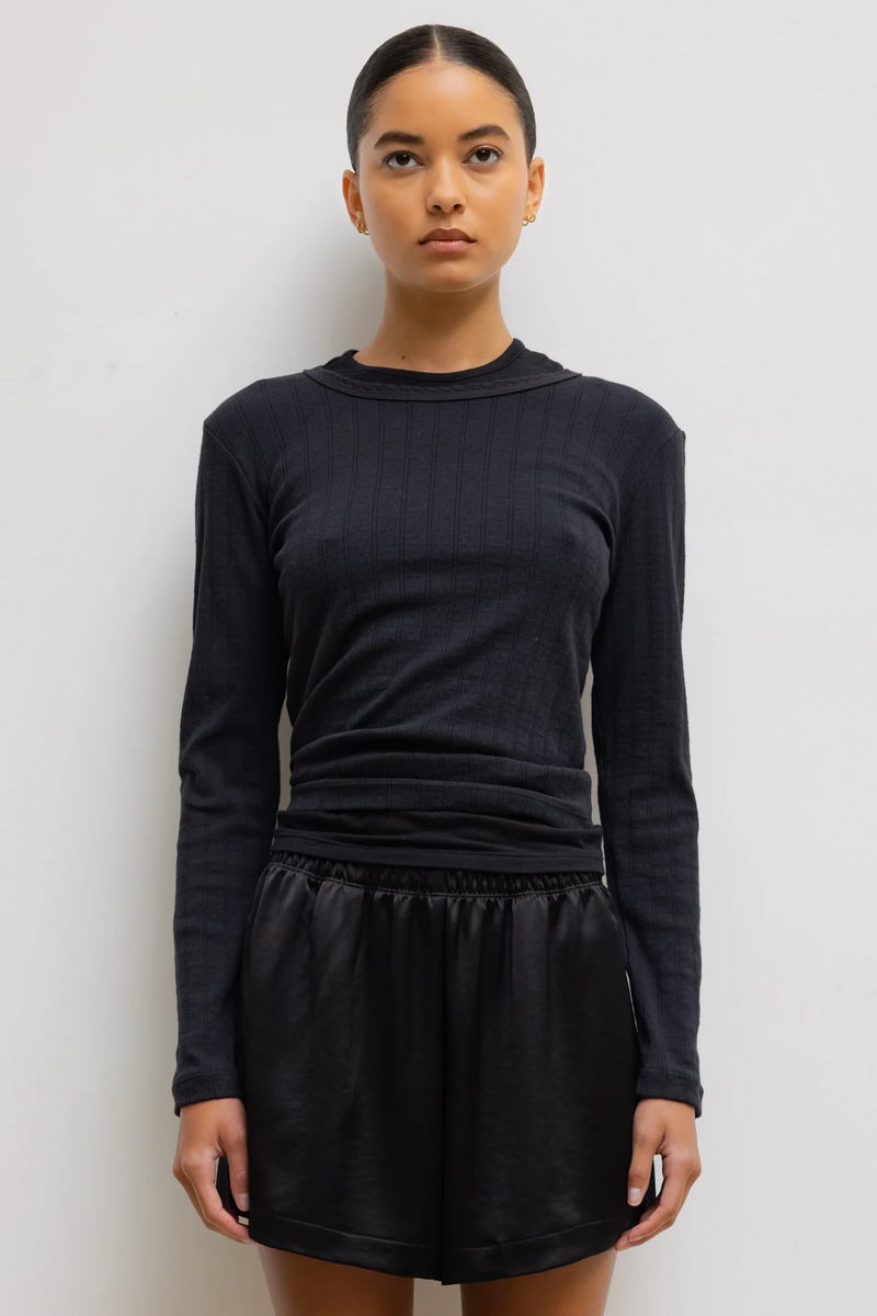 Pointelle Slim Fit Long Sleeve Tee