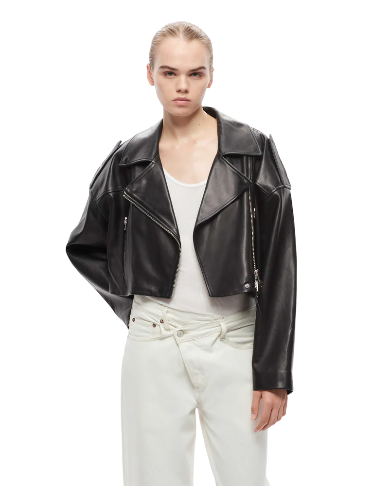 Remi Cropped Leather Jacket  AGOLDE   