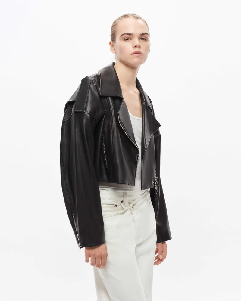 Remi Cropped Leather Jacket  AGOLDE   