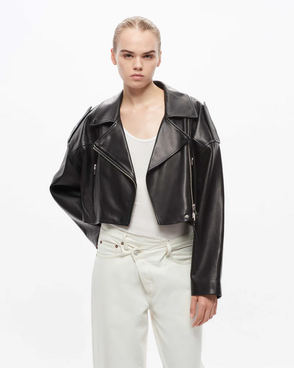 Remi Cropped Leather Jacket  AGOLDE   