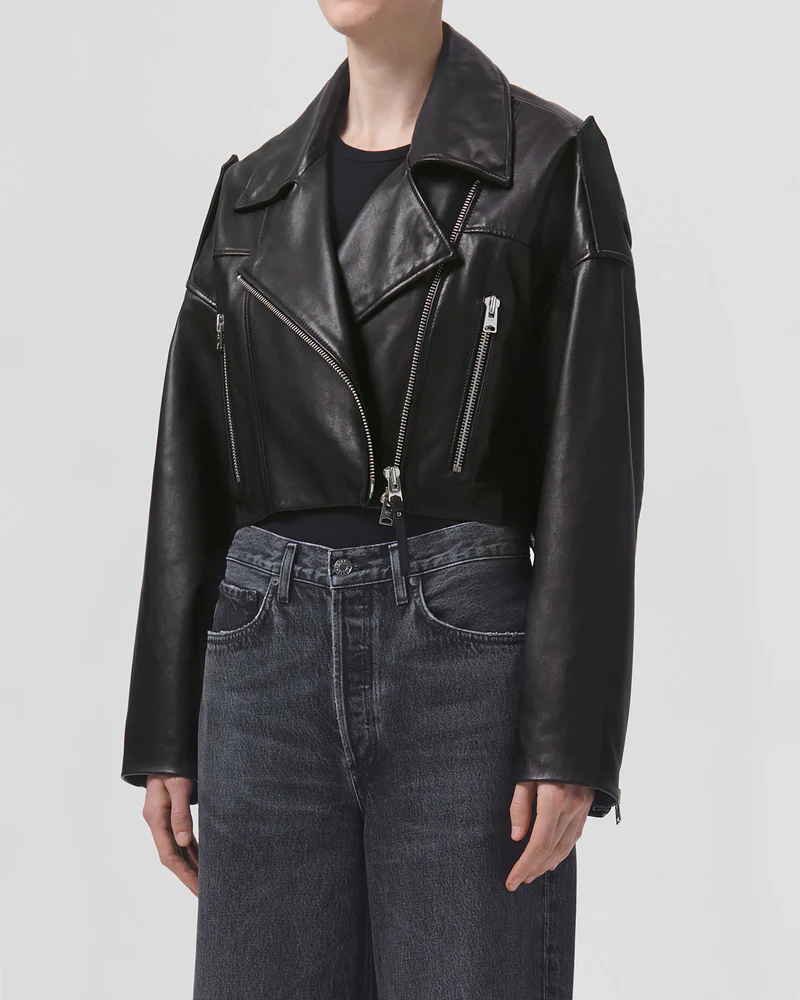 Remi Cropped Leather Jacket  AGOLDE   
