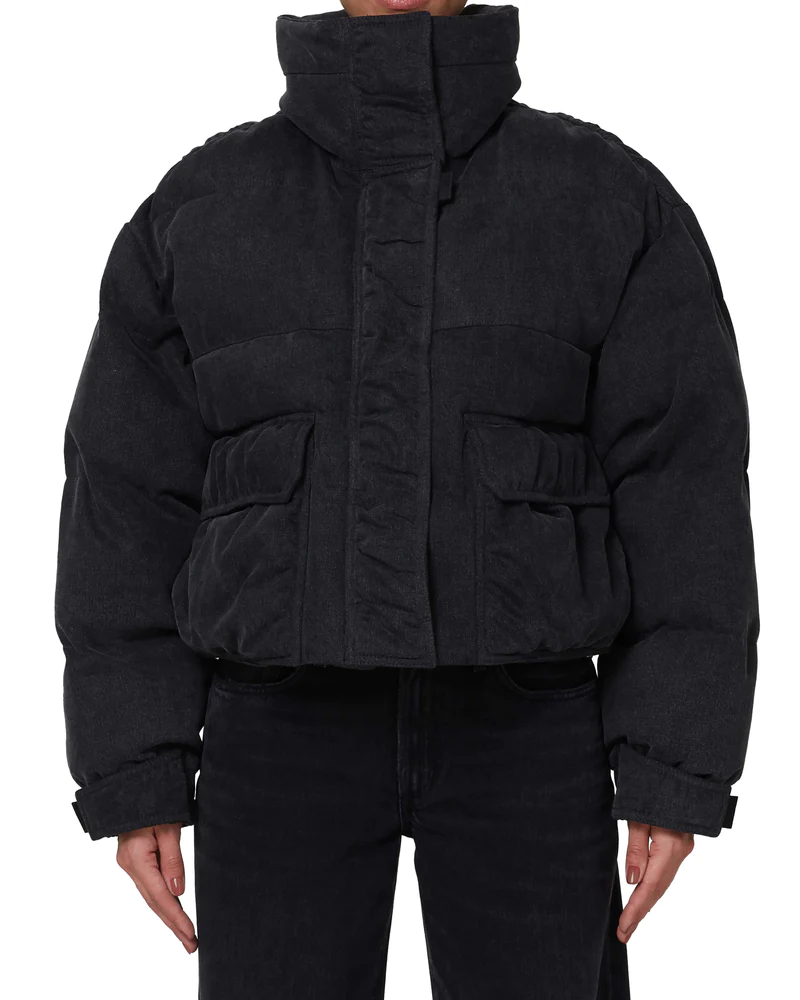 Nova Quilted Padded Organic Denim Jacket  Shoreditch Ski Club   