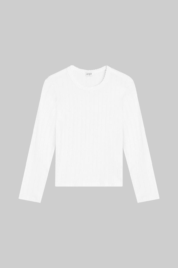 Pointelle Slim Fit Long Sleeve Tee  LESET   