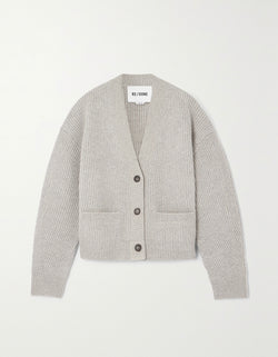 Plaited Cropped V Neck Cardigan  RE/DONE   
