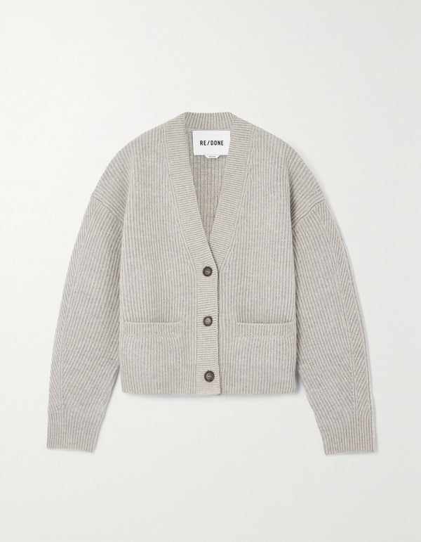 Plaited Cropped V Neck Cardigan  RE/DONE   