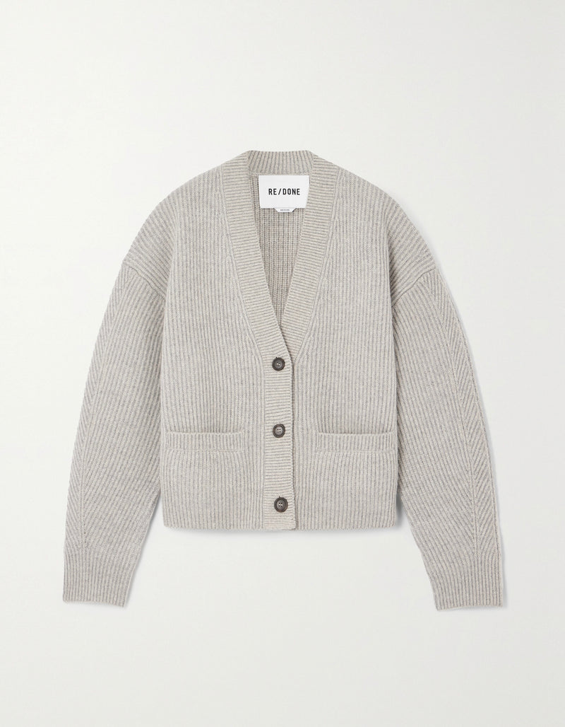 Plaited Cropped V Neck Cardigan  RE/DONE   