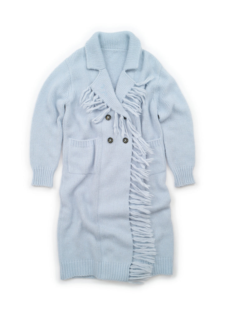 Mavis Fringe Knit Coat  Lingua Franca   