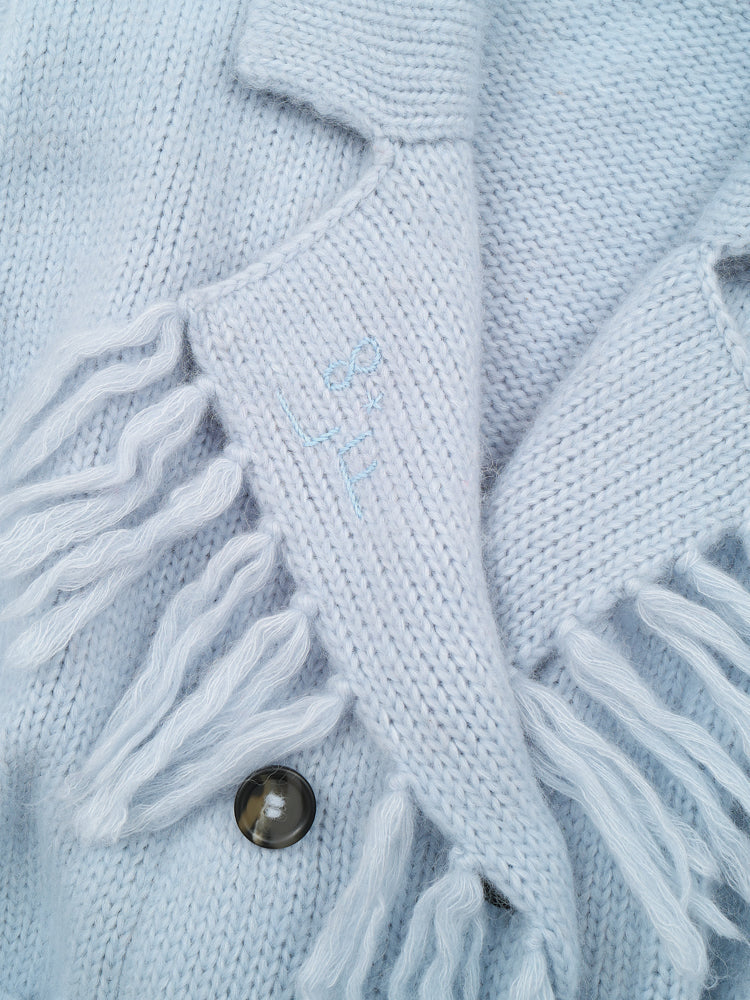 Mavis Fringe Knit Coat  Lingua Franca   