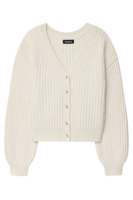 Wool Cashmere Rib V Neck Cardigan  Naadam   