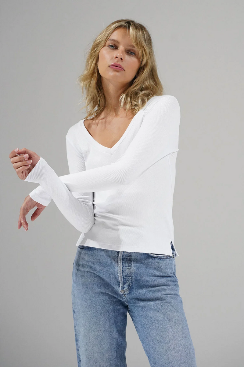 V Ribbed Long Sleeve