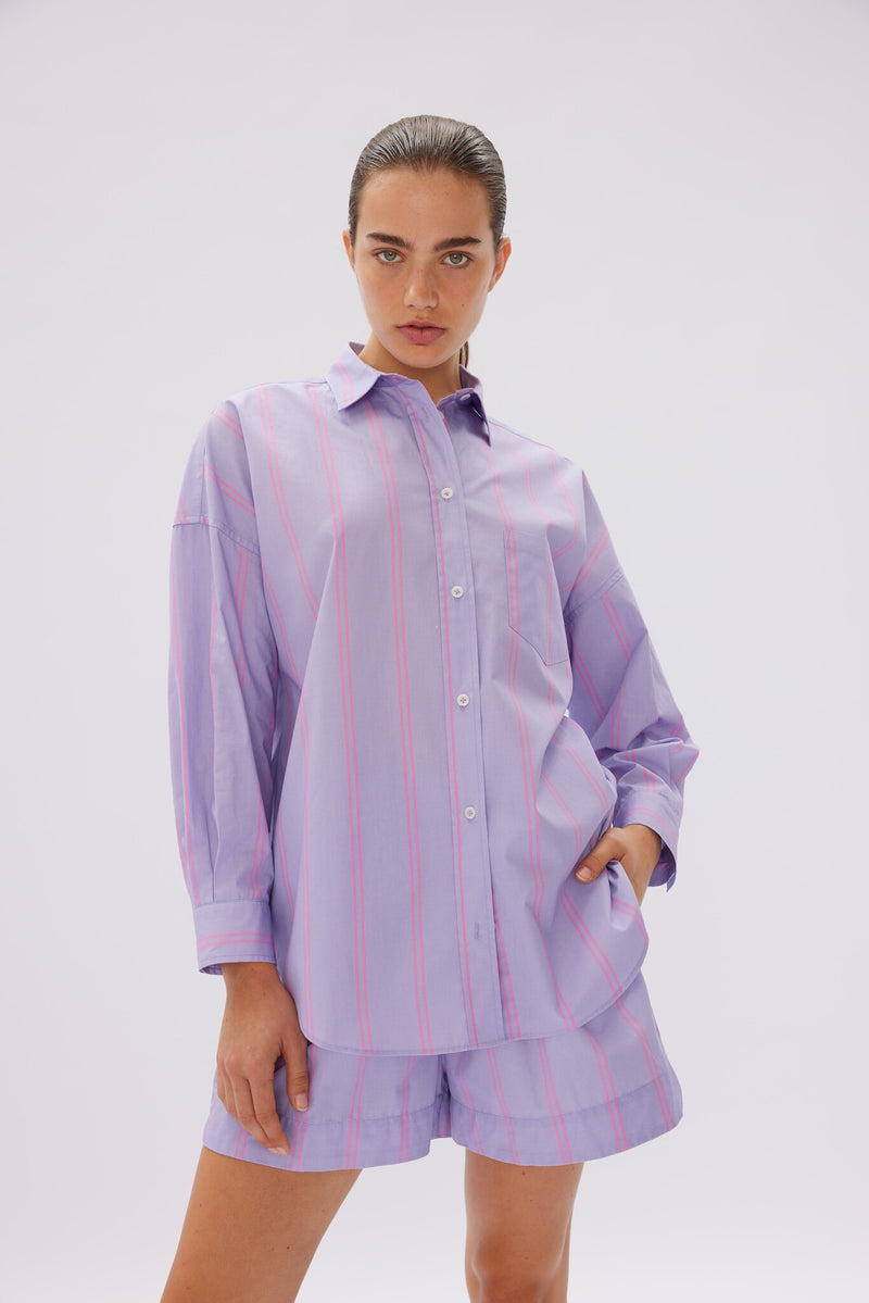 Chiara Mid Length Stripe Shirt