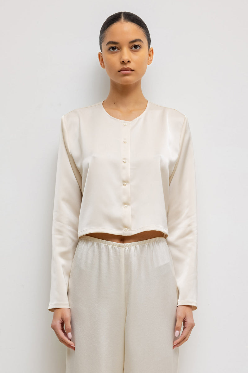Barb Satin Crew Cargigan