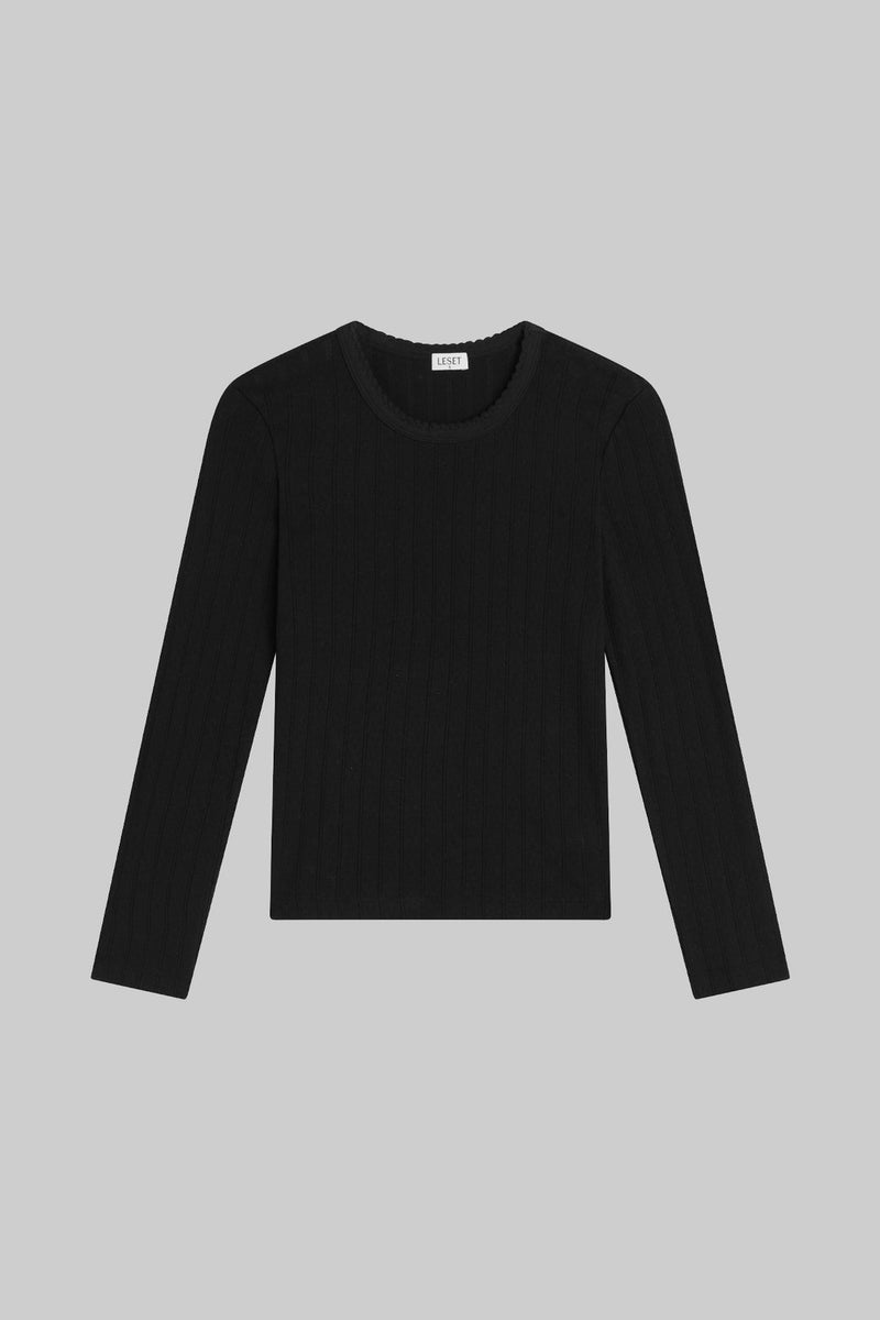 Pointelle Slim Fit Long Sleeve Tee