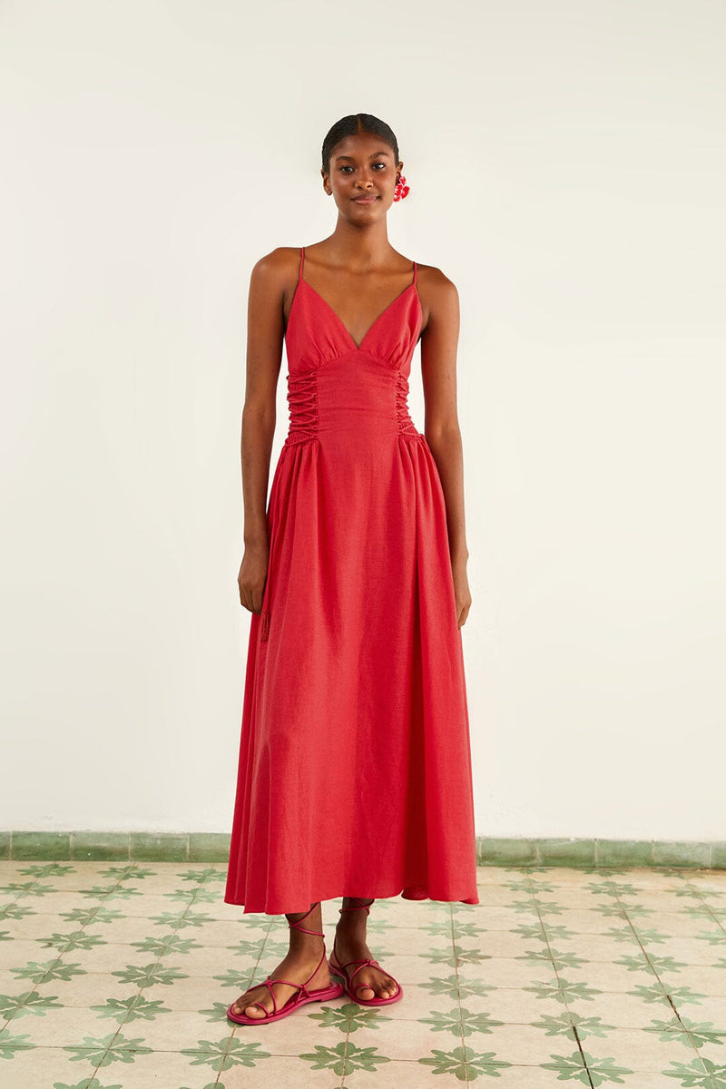 HALLMARK Sleeveless Maxi Tulle A - Line Regular Red Prom Dress Aln1611kır