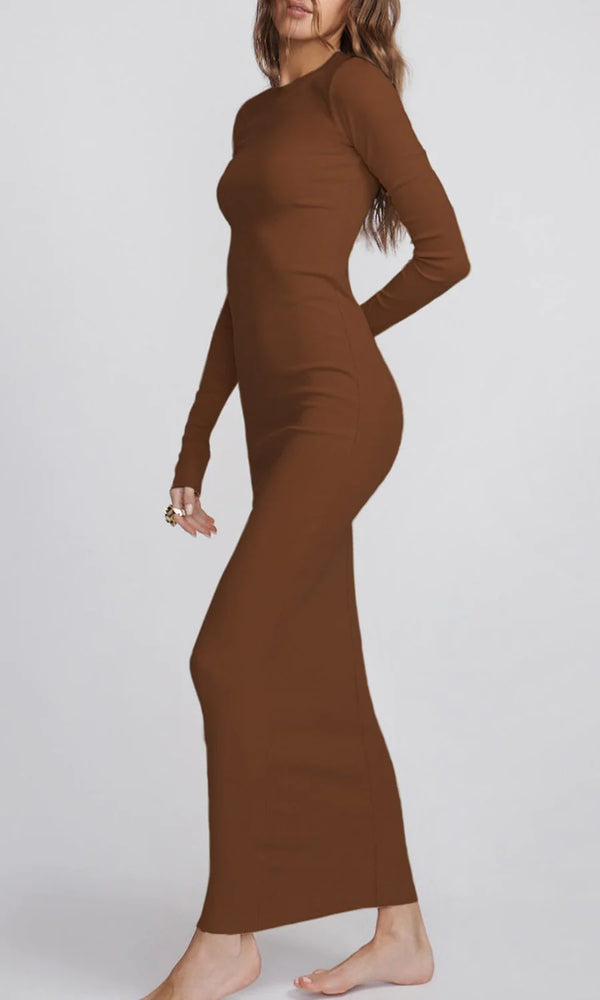 Long Sleeve Crewneck Dress Maxi  Éterne   