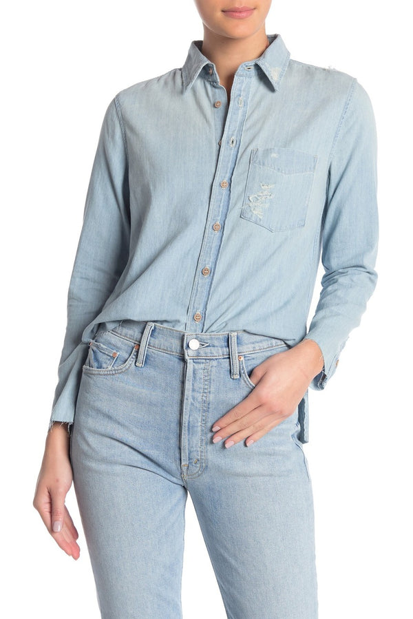 Foxy Slice Fray Buttondown Shirt Apparel Mother Denim Slip Of The Tongue Extra Small 