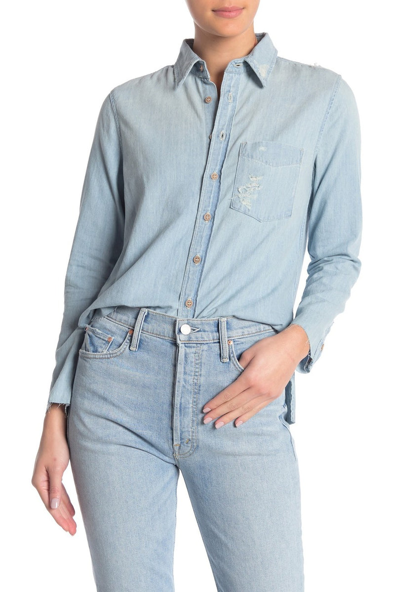 Foxy Slice Fray Buttondown Shirt Apparel Mother Denim Slip Of The Tongue Extra Small 