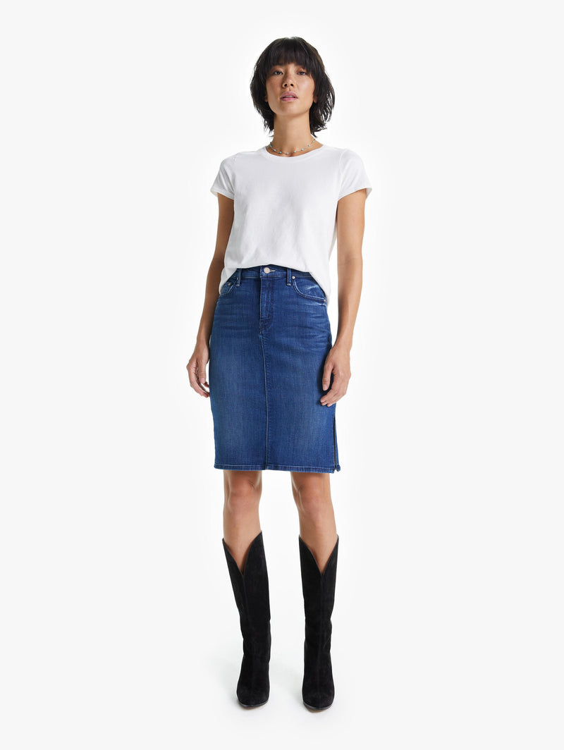 High Waisted Slice Knee Skirt Apparel Mother Denim   