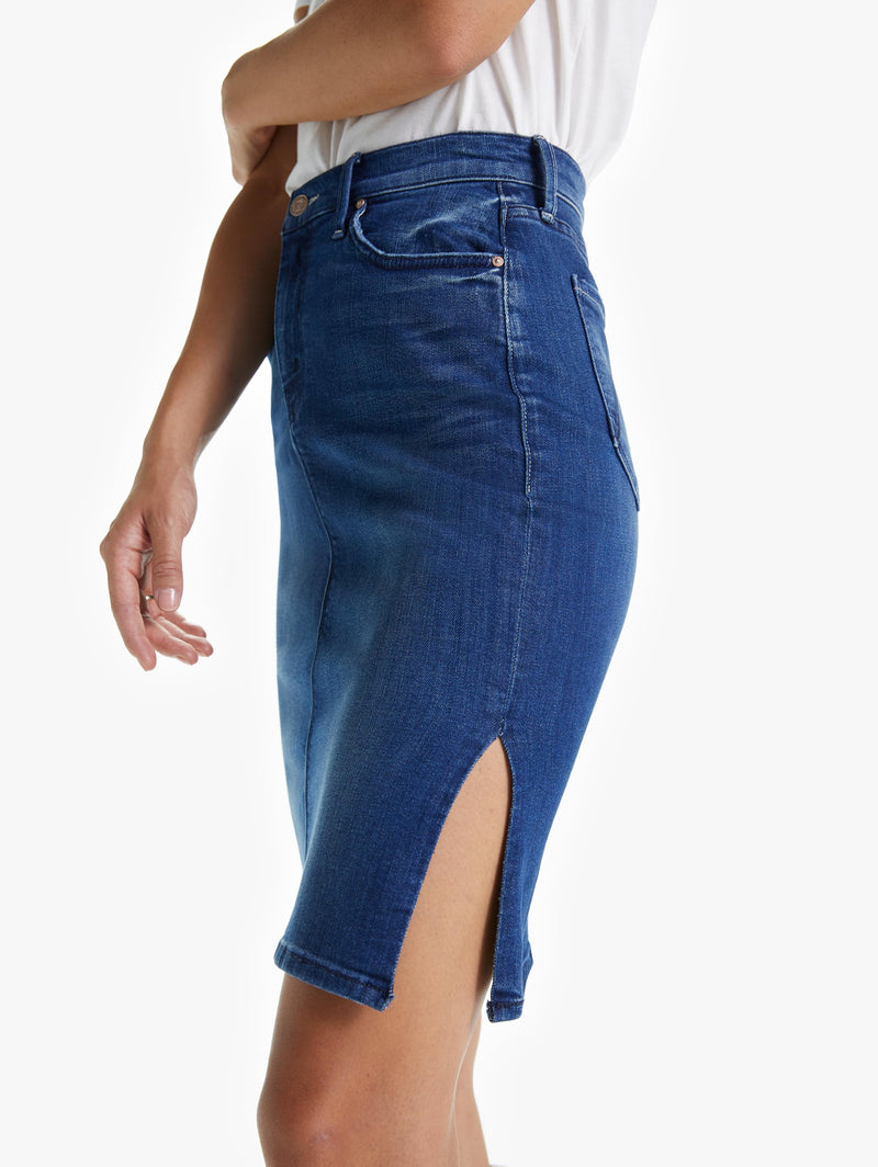 High Waisted Slice Knee Skirt Apparel Mother Denim   