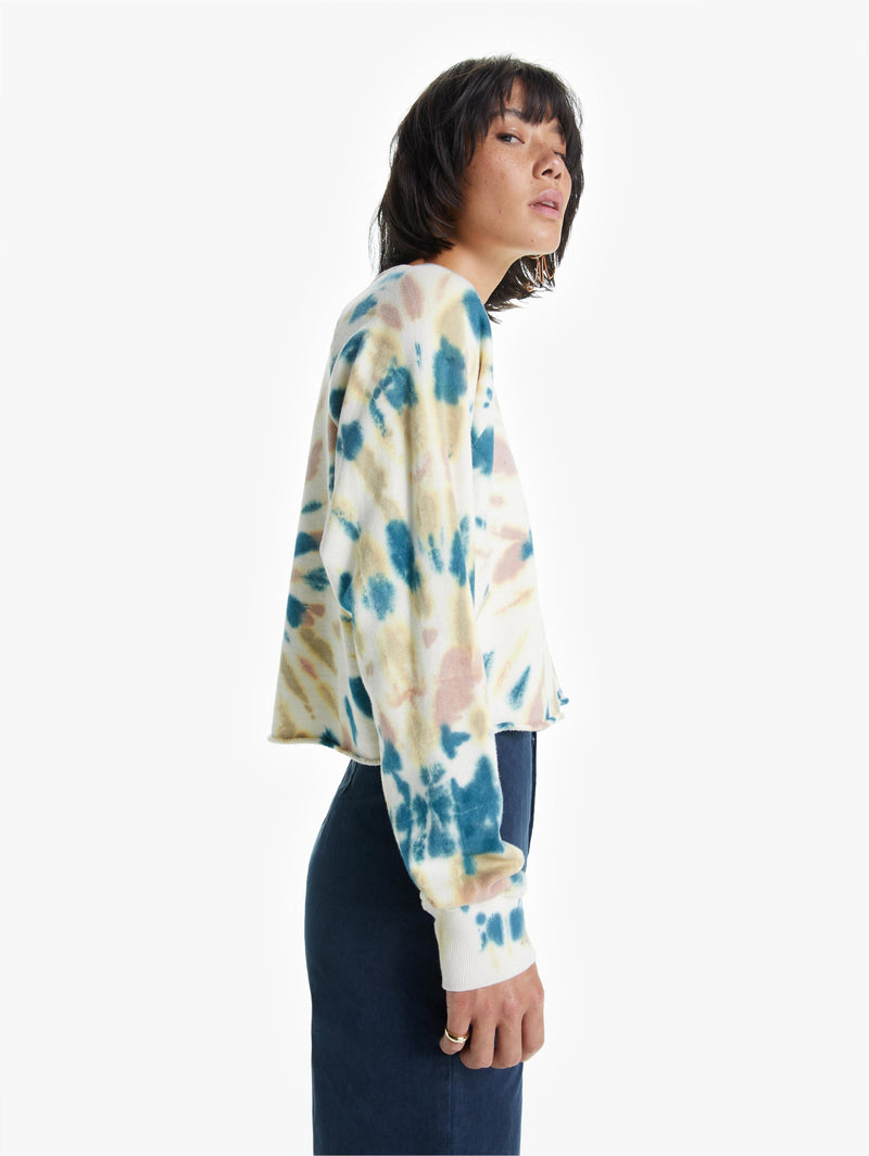The Loafer Crop Fray Sweatshirt Apparel Mother Denim   