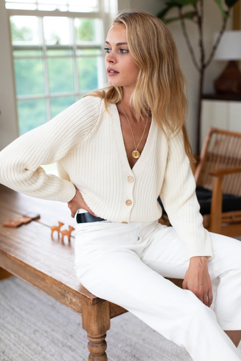 Low V-Neck Cardigan Apparel & Accessories Emerson Fry   