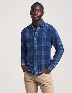 Reversible Belmar Shirt  Faherty Indigo Tony Plaid Medium 