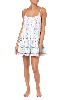 Nomad Embroidered Cami Dress Apparel Juliet Dunn Small White/Blue 