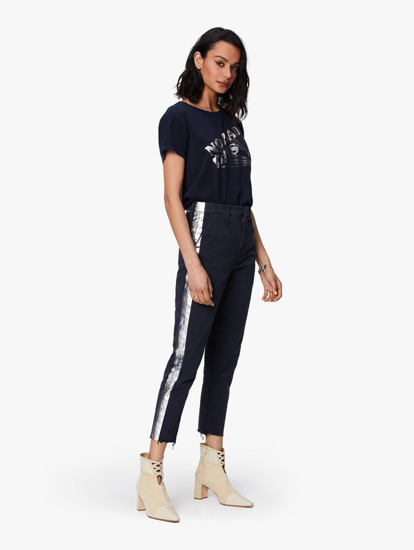 Shaker Prep Cropped Fray Pants Apparel Mother Denim Navy/Silver 24 