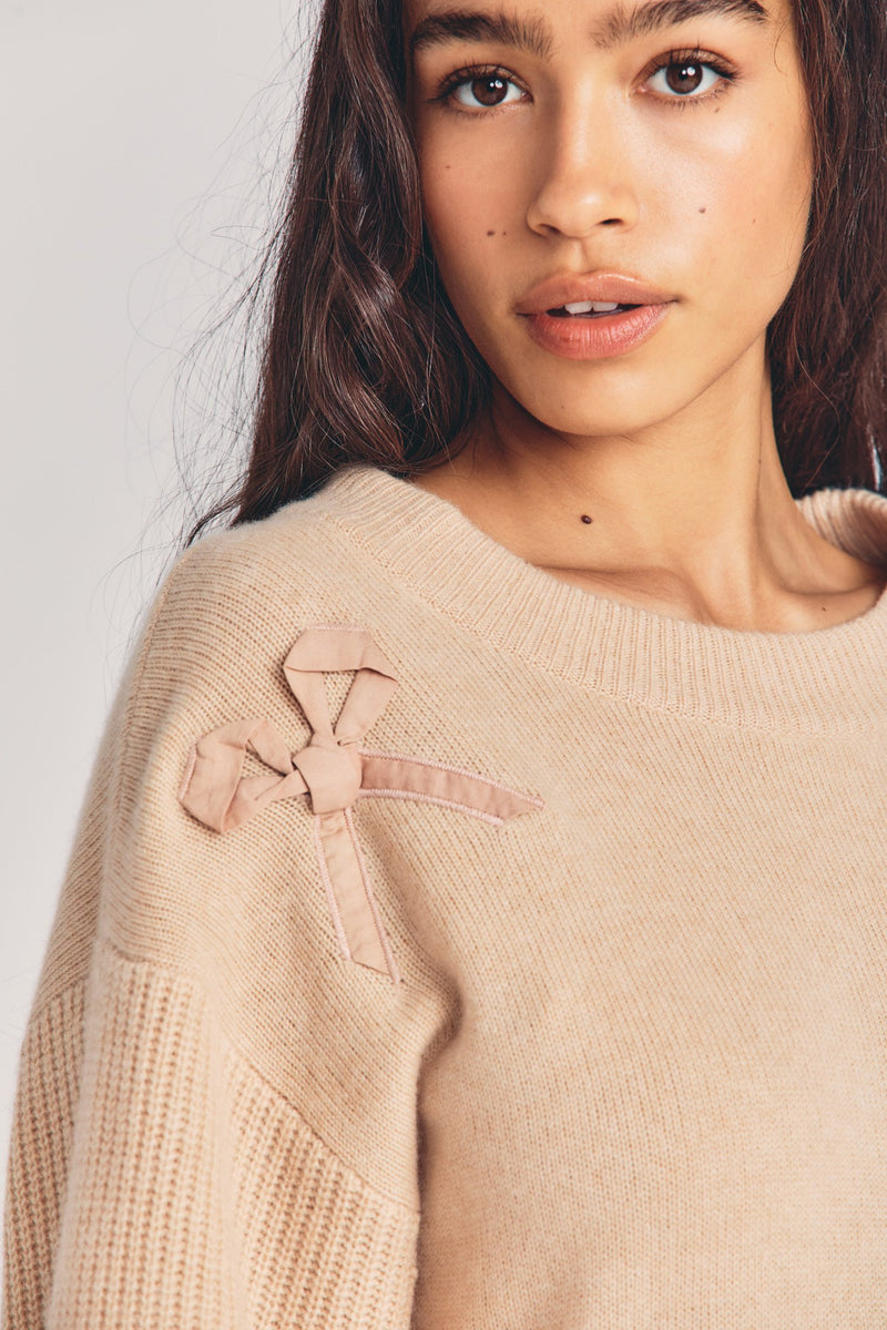 Shen Cashmere Pullover With Bows Apparel & Accessories LoveShackFancy   