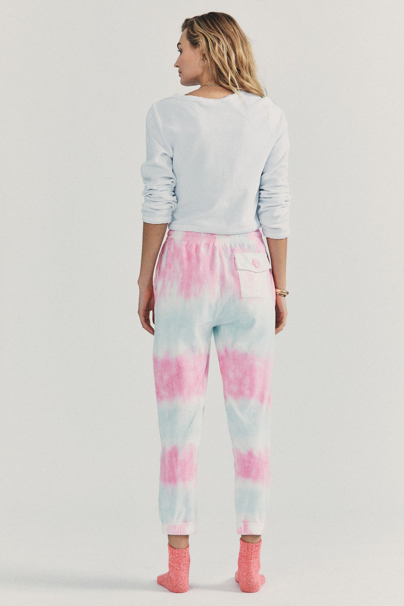 Santinella Beaded Tie-Dyed Cotton Terry Pants Apparel LoveShackFancy   