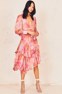 Meridian Silk Dress Apparel LoveShackFancy 0 Rainbow Cloud 