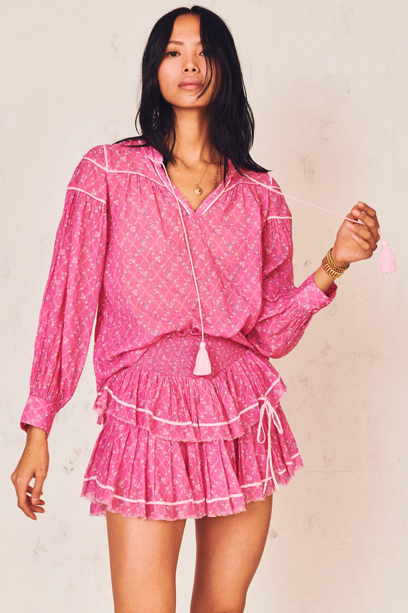 Neve Mini Skirt Apparel LoveShackFancy Extra Small Fuchsia Berry 