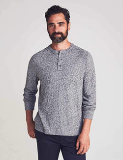 Luxe Heather Henley Apparel Faherty Small Charcoal 