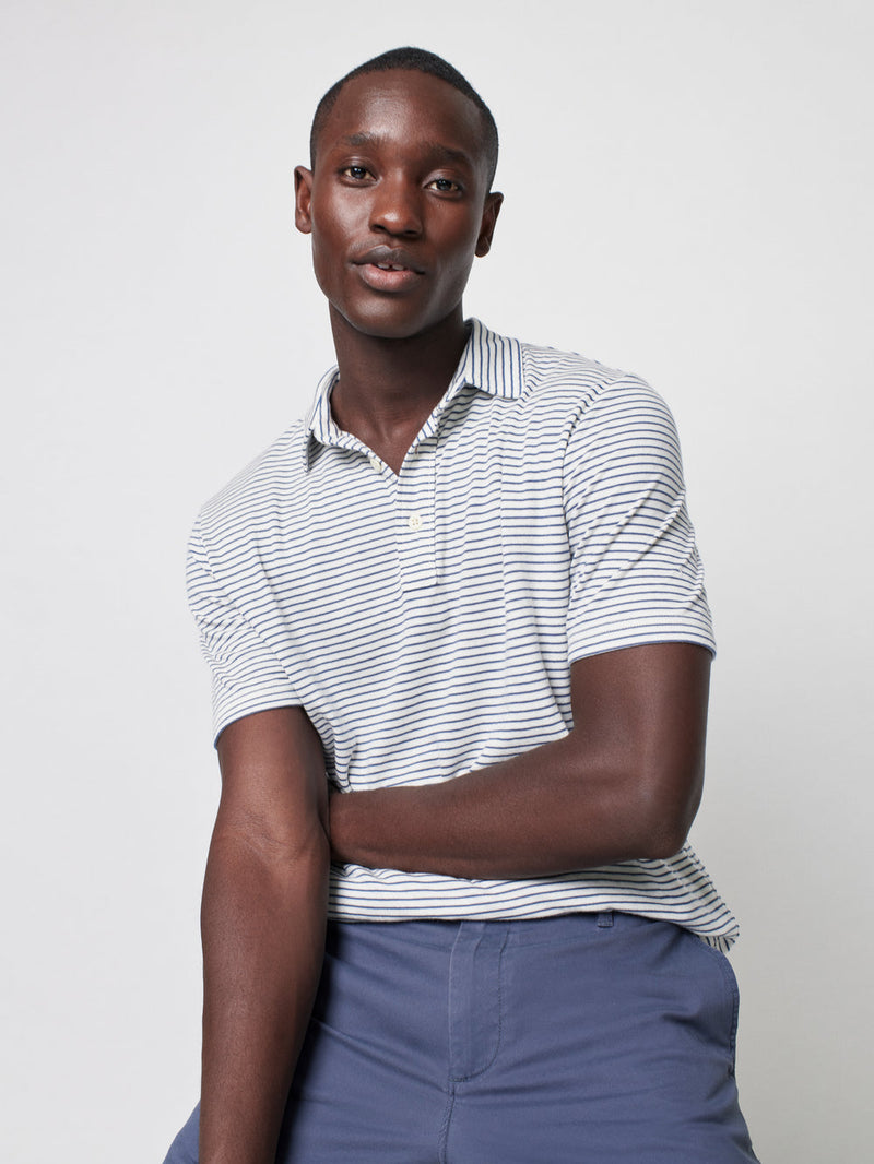Cloud Stripe Short Sleeve Polo Apparel & Accessories Faherty   