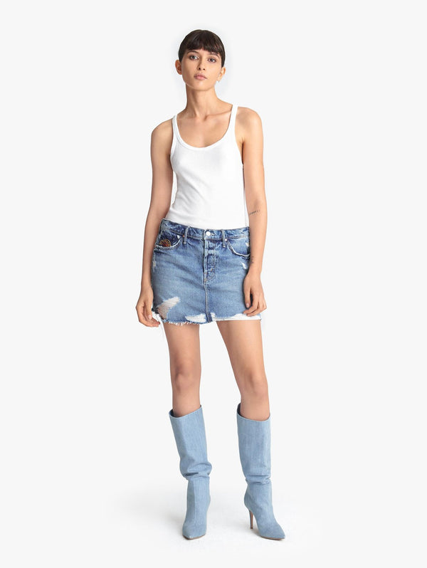 Vagabond Mini Fray Denim Skirt Apparel Mother Denim   