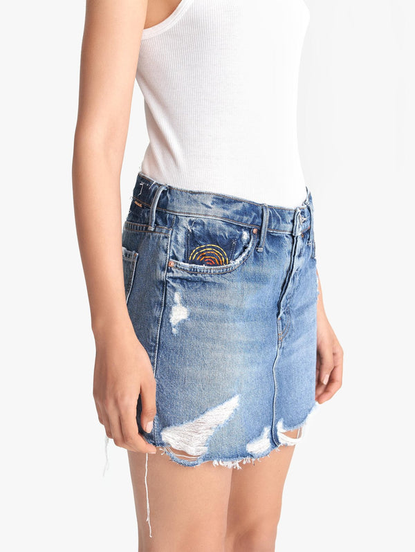Vagabond Mini Fray Denim Skirt Apparel Mother Denim 25 Take Me Even Higher 