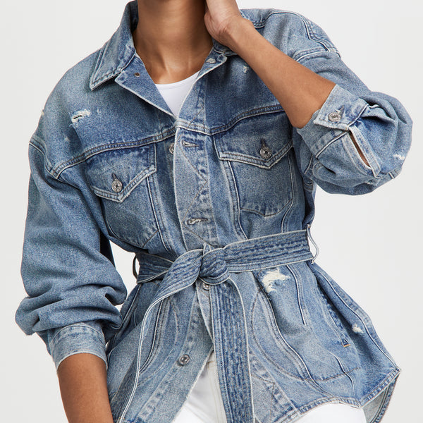 Dolly Tie Waist Denim Jacket Penfield Collective