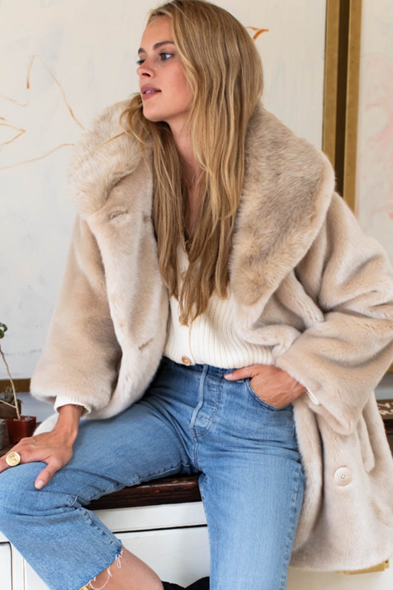 Edie Faux Fur Coat Apparel & Accessories Emerson Fry   