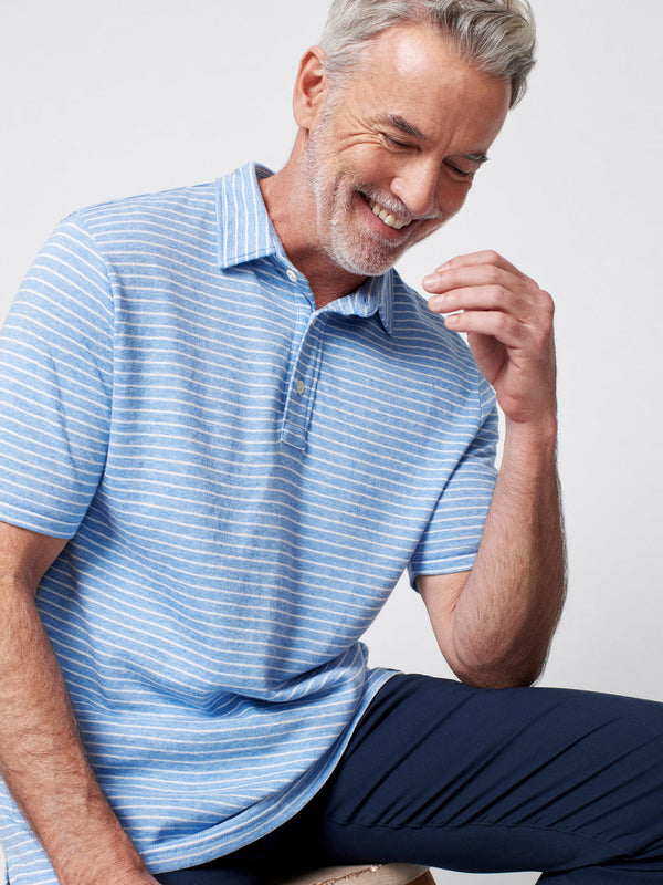 Cloud Stripe Short Sleeve Polo Apparel & Accessories Faherty   