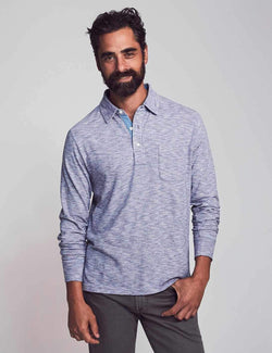 Long Sleeve Indigo Polo Apparel Faherty   