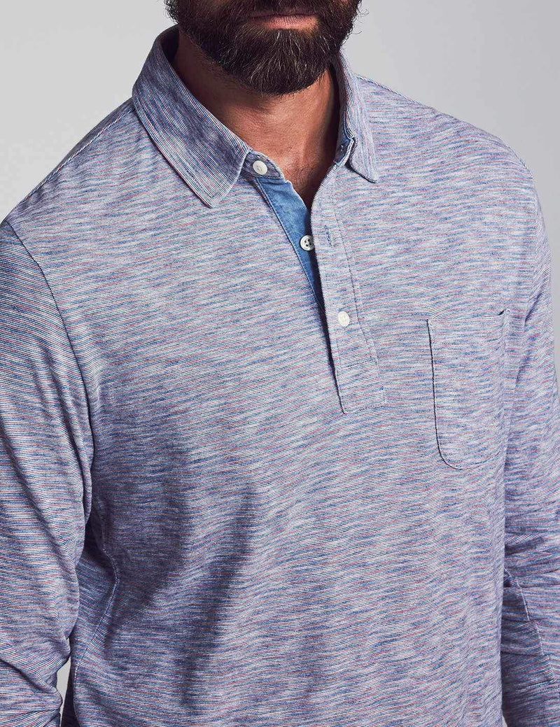 Long Sleeve Indigo Polo Apparel Faherty   