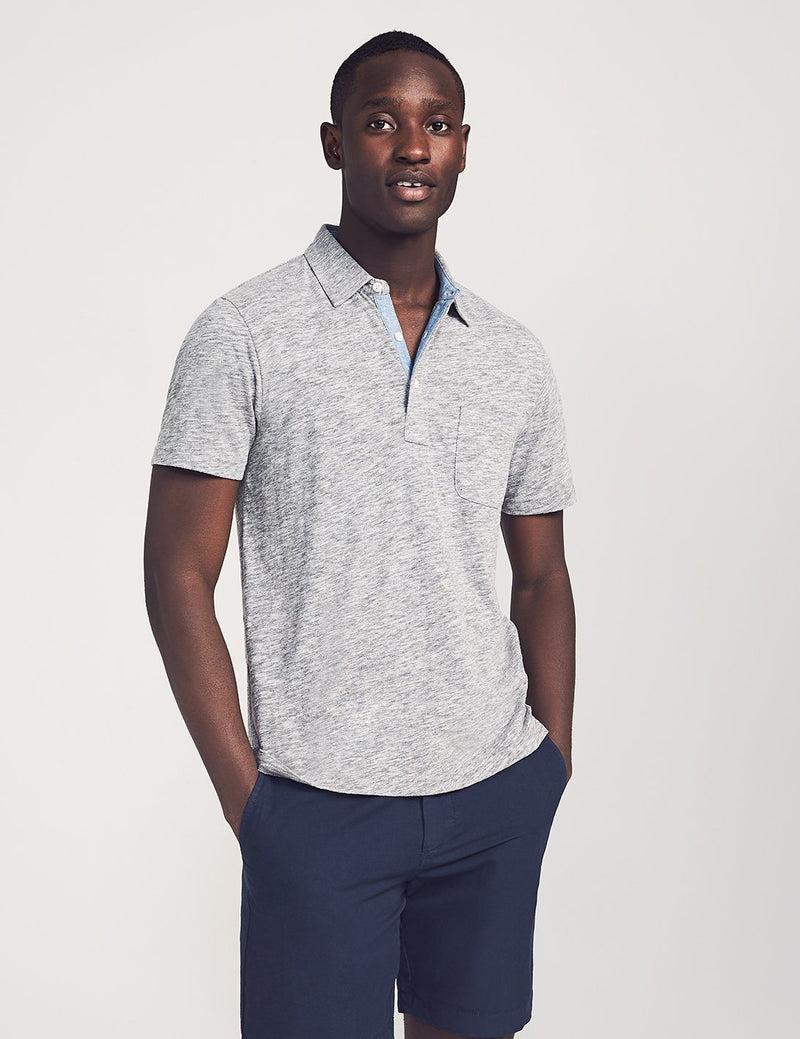 Short Sleeve Heather Polo Apparel Faherty Small Charcoal 
