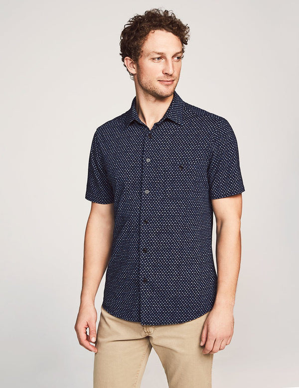 Short Sleeve Knit Coast Shirt Apparel Faherty Medium Indigo Fleck 