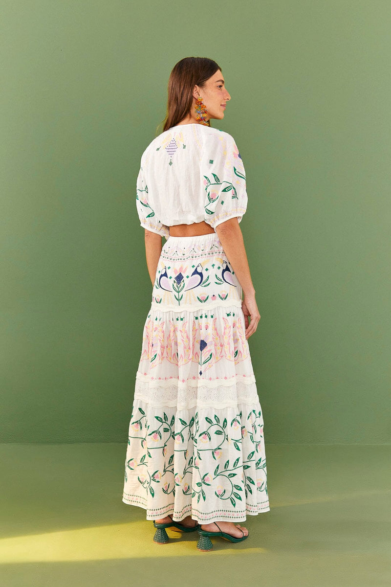 Summer Garden Embroidered Maxi Skirt  Farm Rio   