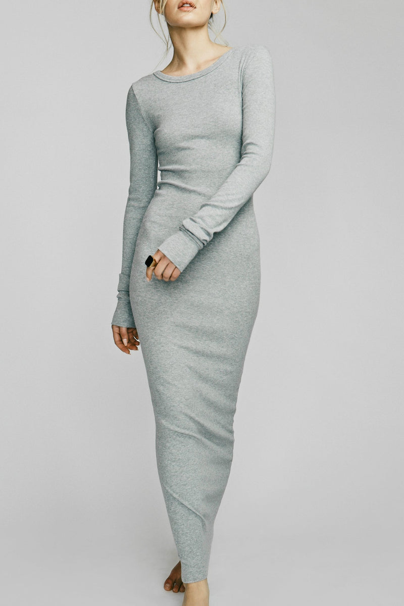 Long Sleeve Crewneck Dress Maxi  Éterne   